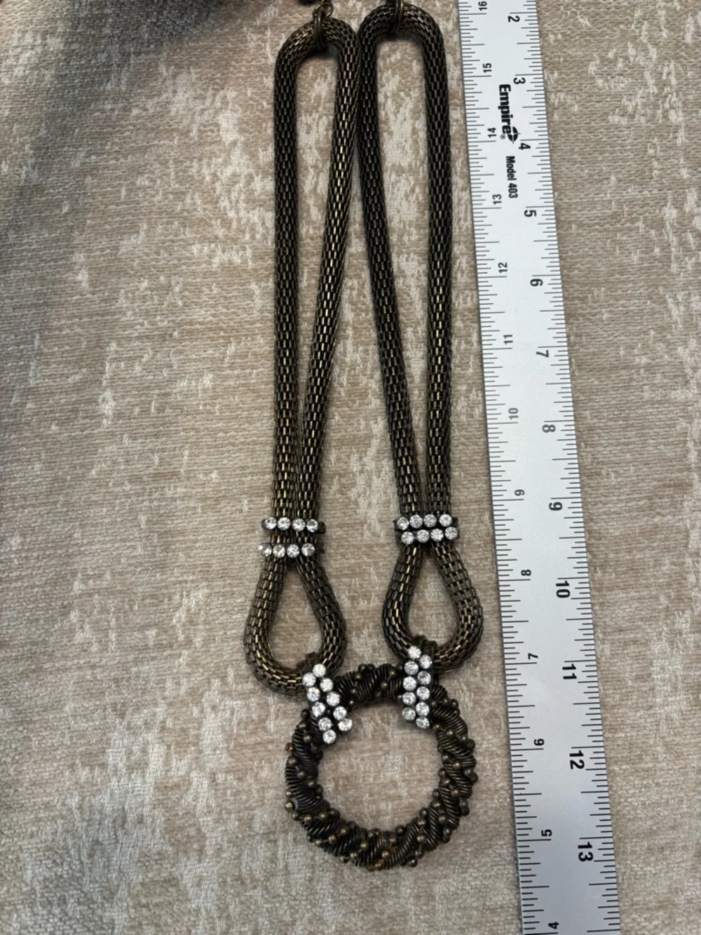 Rhinestone Accented Dark Metal Statement Necklace - Picture 5 of 5